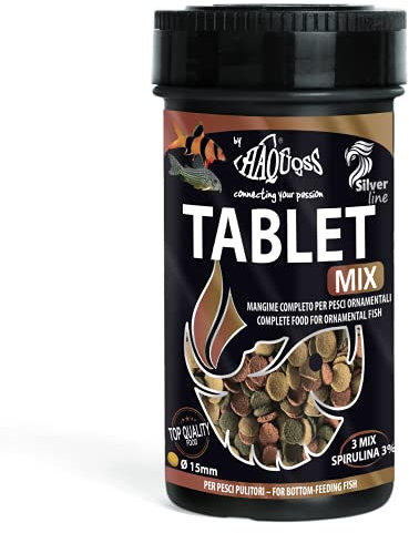 Haquoss Tablet Mix Mangime in Pastiglie affondanti per Pesci Pulitori da Fondo e Vetro, 250 ml/90 gr
