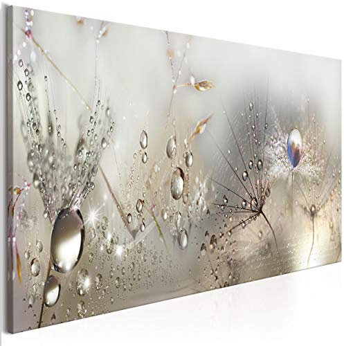 decomonkey Bilder Pusteblume 135x45 cm 1 Teilig Leinwandbilder Bild auf Leinwand Vlies Wandbild Kunstdruck Wanddeko Wand Wohnzimmer Wanddekoration Deko Wanddeko Blumen Tau Pflanzen