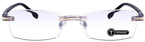 TERAISE Randlose Lesebrille Mode Diamant Schneiden Design Anti-müdigkeit Klare Linse Brillenleser für Männer(2.5x)