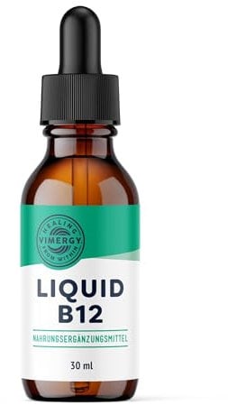 Vimergy Vitamina B12 Liquida – Vitamina B12 Vegan Formato Prova 30 ml – Sistema Nervoso ed Energia Cerebrale – Aroma Dolce – Senza Zuccheri Raffinati – Senza Glutine Senza OGM Keto/Paleo-Friendly
