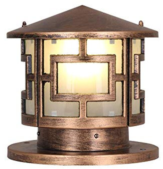 Außen Retro Sockelleuchte Gartenleuchte E27 Wasserdichte Bronze Säule Lampe Wegeleuchte Sockellampe Zaunleuchte Rasen Hof Garten Balkon Landschaft Pollerleuchte (30 * 30 * 28 cm)