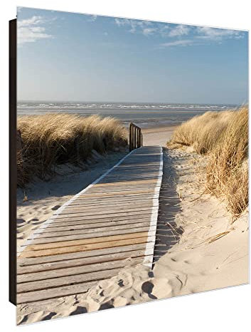 banjado® Großer Schlüsselkasten Glas/Schlüsselbox 30cm x 30cm mit 50 Haken - Motiv Dünen/Schlüsselkasten modern für Schlüsselaufbewahrung mit beschreibbarer, magnetischer Glastür