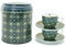 IMAGES D'ORIENT Geschenkset 2 in 1 Metalldosen mit 2 x 90ml Porcalain Espressotassen Espressobecher Moccatassen je mit einem Unterteller in mediterranem, orientalischem Design