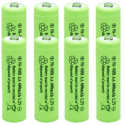 GSUIVEER Solar Light AA Ni-mh 600mAh 1.2V Rechargable Batteries AA Rechargeable Batteries for for Solar Lights (8Pack AA)