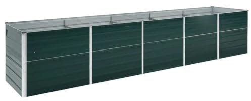 vidaXL Letto Rialzato Giardino in Acciaio Zincato Vaso per Fiori Contenitore per Piante Verdi Accessori per Giardino Decorazioni 400x80x45 cm Verde