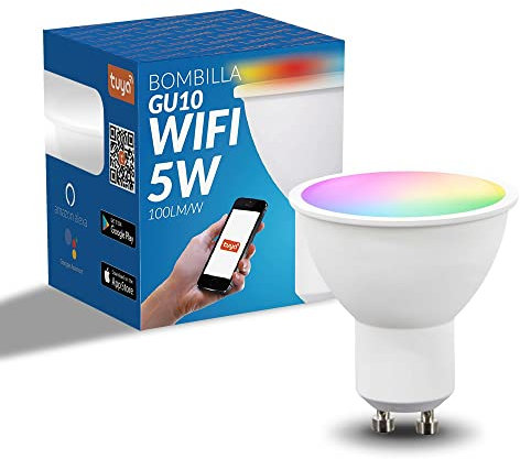 M Ledme - Bombilla LED Inteligente WiFi GU10, sin necesidad de Hub, [Smarthome], Regulable, 5W 500LM, RGB & 2700K-6500K blanco frío a cálido, compatible con Alexa/Google Home/SiriHome/Siri, LM7140