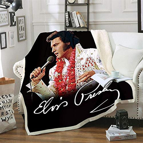 WXhGY Sherpa Flanell Decke Schwarz 150 x 200 cm Der Elvis, Hochwertige Wohndecken,Doppelseitige extra Dicke Warm Super Flausch Fleecedecke als Sofadecke und Haustier Decke,Verbessert den Schlaf