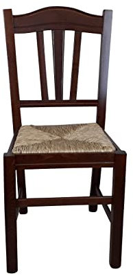 Sedia Silvana, in Legno Massello, Vari Colori e Sedute, Ristorante Casa Cucina Sala da Pranzo Agriturismo Vari Colori Disponibili, 100% MADE IN ITALY, Ordine MINIMO 2 Pezzi (Noce, Paglia)