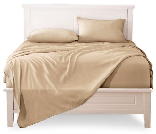 FARFALLAROSSA Bettwäsche-Set für Einzelbett aus 100% Baumwolle, Spannbettlaken für Einzelbett 180 x 200 cm, Oberlaken 250 x 280 cm, 2 Kissenbezug 50 x 80 cm - Beige