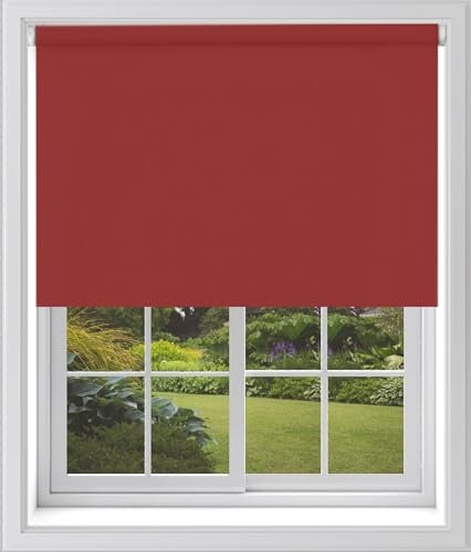 Caecus Red Blackout Roller Blinds Made To Measure Window Blinds Easy Fit Child Safe Thermal Properties Home Office Fitting Included Up To 240cm Width x Up To 160cm Drop