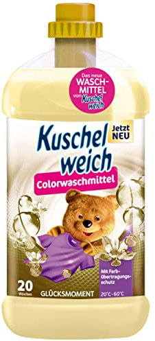 Kuschelweich Colorwaschmittel flüssig für 20 Bunt-Wäschen, hautverträglich, mikroplastikfrei, vegan 1,32 l - Glücksmoment