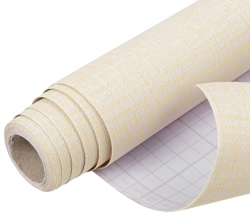 Arthome Papier Peint Adhesif Mural 40cmx6m Papier Peint Texturé en Toile D'herbe Auto Adhésif Amovible Papiers Peints Pour Chambre Coucher Salon Plan de Travail Revêtement Mural à Coller (Beige)