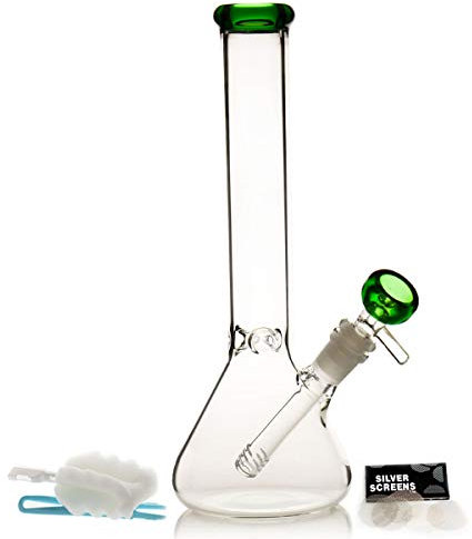 bongbongbong Wasserbongs zum Räuchern von Bong, Pfeifen, Glas, Bong-Schüssel, 14,5 mm mit Räucherpfeife, Zubehör, Glasbongs, 14,5 mm Wasserpfeifen, Schalen mit Bongs, Zubehör (Grüne pipe)