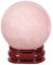 KYEYGWO Natural Rose Quartz Crystal Ball Gemstone Home Decoration Healing Stone Sphere with Wood Stand, 35mm-40mm