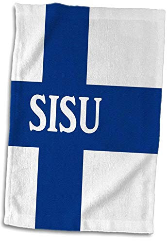 Handtuch 40x70cm, Typografie - Sisu Auf Finnland-Flagge - Finnisches Wort Für Stoische Willensstärke des Finnen Duschtuch Tragbar Sporthandtücher Ausbleichsicher Saunatuch Für Erwachsene Kind