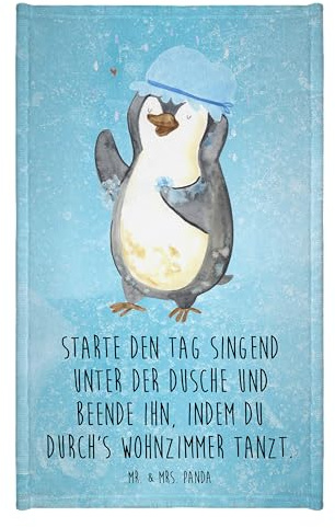 Mr. & Mrs. Panda Gäste Handtuch Pinguin Duschen - Geschenk, Sport Handtuch, Duschkonzert, Kinder Handtuch, Neustart, Gästetuch, Frottier, Motivation,