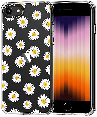 MOSNOVO für iPhone SE/iPhone 8 / iPhone 7 Hülle – Durchsichtige, schlanke, stoßfeste TPU+PC-Handyhülle, [6,6 Fuß Fallschutz/Anti-Abziehen] - Gänseblümchen