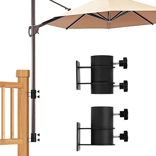 NATUREIN Heavy Duty Patio Umbrella Holder, Stainless Steel Offset Umbrella Stand,Deck Umbrella Mount Bracket for Outdoor Railing Post,Fences,Balcony(Fit Max OD 2)