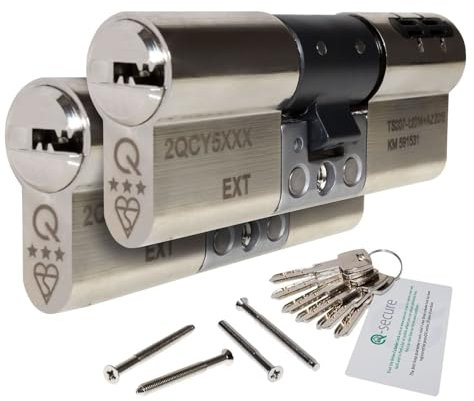 Nickel, 50/40 (90mm) Pair of Orion TS007 3-Star Anti-Snap Euro Cylinder Lock Door Barrel