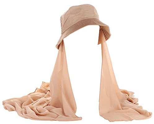 JDYaoYing Instant Hijab Damen muslimischer Hijab Bucket Hat mit Chiffon langer Schal Wickelschal Kopftuch, khaki