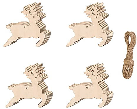 20 bolas de madera de alce de madera para colgar, rodajas de madera natural para casa, jardín, hogar, manualidades, árbol de Navidad, decoración de fiesta