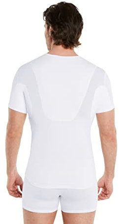 FINN Anti-Schweiß Shirt Herren mit Einlage am Rücken und integrierten Achselpads gegen Starkes Schwitzen - Unterhemd mit garantiertem Schutz vor Schweißflecken und Schweißgeruch Weiß Weiss L