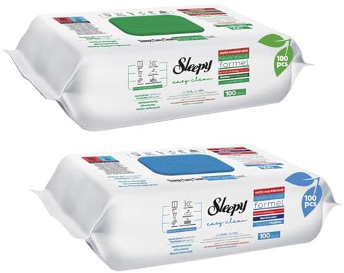 Sleepy Easy Clean EXTRA Cleaning Towel (2x100), Cloths Wipe, Antibacterial, Extra Large and Strong, Vegan, White Soap & Blue Pine Frangrance
