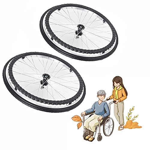 KADEUX PU Rollstuhlrad Ersatzräder Rollstuhl-Hinterrad Ersatzteile 2 Stück 24 Zoll Rollstühle Lenkrollen rutschfest Rollstuhlräder Hinterrad Mit Lager (12mm)