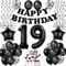 Luftballons 19. Geburtstag Junge Mädchen Deko Schwarz Tortendeko Party Dekoration für 19 Jahre