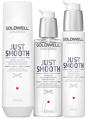 Goldwell Dualsenses Just Smooth Taming Shampoo 250ml Oil 100ml 6 Effects Serum 100ml