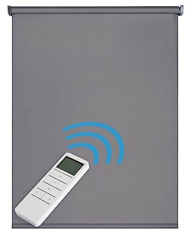 Tende a rullo per interni Oscuranti motorizzate tenda motorizzata Blackout elettrica in tessuto Isolamento termico con betteria e telecomando per finestre STORESDECO Grigio motorizzate 140x250 cm