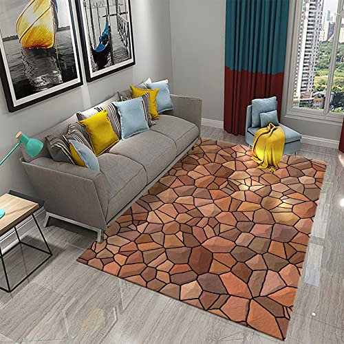 AMBATTERY 150X180cm Bunter Steinteppich Teppich Unregelmäßige Steine Türmatte waschbar Flur Küche Schlafzimmer Wohnzimmer Teppich Matte Boden dekorativ