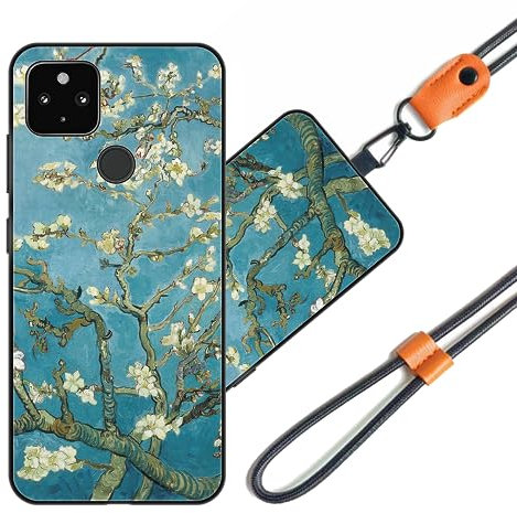 JEZSTHAI Schutzhülle Kompatibel mit Google Pixel 4A (5G) Hülle Silikon Dünn mit Muster Design,Weiche Flexibel Stoßfeste Handyhülle mit Handykette & Handykordel zum Umhängen,Nr.A10