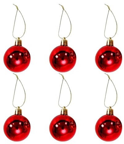 Weihnachtskugeln, 6 Stück 5 cm Christbaumkugeln Kunststoff, Weihnachtsbaumkugeln, Weihnachtsbaumschmuck, Christbaumschmuck, Weihnachtsdeko für Weihnachtsbaum Weihnachtsfeier (Rot)