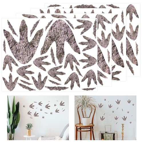 BOXOB 88 Stück Dinosaurier Fußabdrücke Aufkleber, Realistisch Dinosaurier Track Aufkleber Vinyl Wandtattoo Dinosaurier für Jungen Kinderzimmer Schlafzimmer Spielzimmer Mottoparty