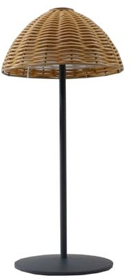 Lumisky Tischleuchte, kabellos, Polyrattan, weiß, dimmbar, FAROE, Höhe 30 cm