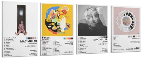 AYUBQ Mac Miller Mac Miller, Mac Miller, Mac Miller, Poster, Albumcover, Poster für Schlafzimmer, Wandkunstalbum, Musik, künstlerisches Albumcover, Poster, 20 x 25 cm, Rahmenstil