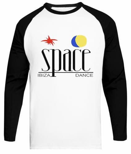 Space Ibiza Dance Model Camiseta De Béisbol Blanca Camiseta Unisex De Manga Negra