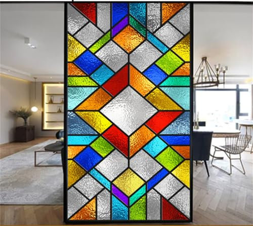 LXDWEI Película de privacidad para ventanas, estilo europeo, estilo iglesia, vidrieras, sin pegamento, adherencia estática, calcomanías decorativas para ventanas, 50 x 120 cm (ancho x largo)