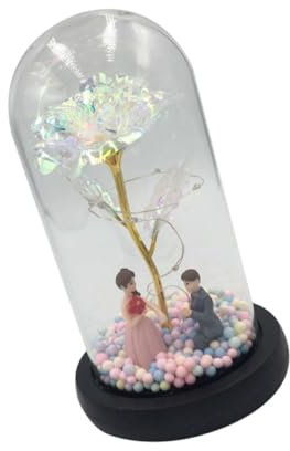 Alipis luce della festa rosa immersa nell'oro fiore eterno guidato - Lampada scrivania lampade scrivania luce notturna luce LED rosa lampada tavolo Rose Bicchiere