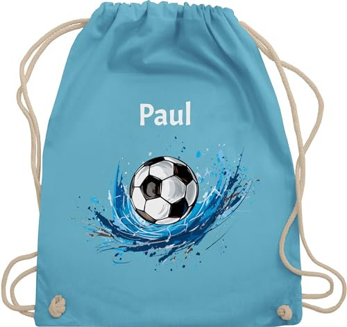 Turnbeutel Rucksack - Fußball Geschenk Fußballfan Geschenke Fußballbegeisterte I Fußballliebe - Unisize - Hellblau - turnsack jungen kinder stoffbeutel kindergarten fussball name beutel