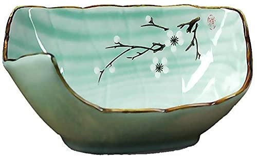 Bowl Keramik Schüssel Schüssel Geschirr Hotel Restaurant Kreative Geschirr Obst Platte Keramik Schüssel Küche Dekorative Platte Grün Retro (Farbe:Grün,Größe:21 cm (9 Zoll)
