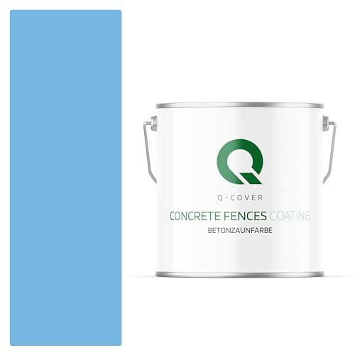 Q-COVER Betonzaunfarbe | 5L | Hellblau | Silikon Farbe | Außen | Betonfarbe | Hydrophobe Farbe | Acrylat Dispersion | Betonzäune | Betonelemente