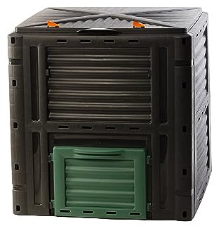 Livinja Premium Garten Komposter Schnellkomposter 450L, Stabiler Kunststoff, Klappdeckel, H81xB80xT80 cm, Thermokomposter für Garten/Küchenabfälle, 100% Recycelt, EU