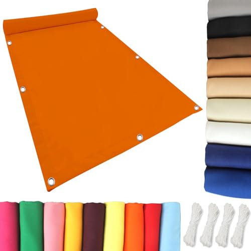 Sonnensegel inkl Befestigungsseile 6.5 x 10 m Sonnenschutz Netz, Wintergarten Und Terrassen Beschattung Rechteckig 98% UV Schutz mit Seilen Hof Dach Teich Hühnerstall, Orange