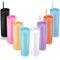 ASMIZ 8 Pack Plastic Skinny Cups with Lids and Straws, 16oz Double Wall Acrylic Tumbler Bulk, Matte Pastel Multicolor Cups, Kids Reusable Tumblers Tumblers for Office, School, Party, Birthdays Gift