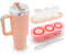 RANXINGST Juego Cubiteras para Hielo con 1200ml/40oz Vaso Térmico con Asa, Cubitos de Hielo con Tapa + Taza Termica Café con Pajita de Viaje - Rosa