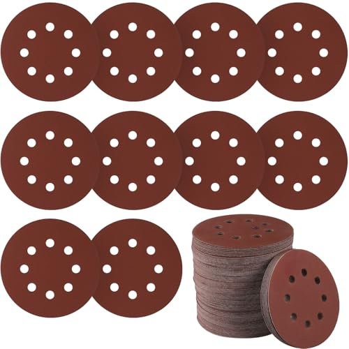 Sruhrak 100 Stück Schleifscheiben 125mm Schleifpapier Klett 8 Loch 600 Körnung Scheiben Set für Bosch Exzenterschleifer