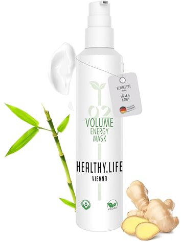 HLV - Haarmaske für Volumen, Glanz & Fülle - Vegan, mit Panthenol, Vitaminen & Ginkgo - Haarkur für feines & kraftloses Haar - Haarpflegemaske, Haarpflege Damen & Herren (Volume Energy Mask 200ml)