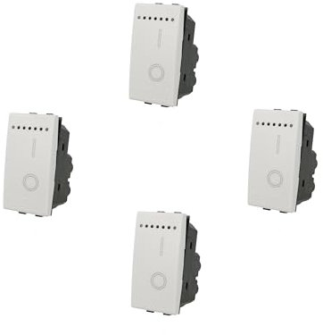 4 Pezzi Interruttore Bipolare 2P 16A tasto 0 1 compatibile Living Light e International Bianco Nero Silver Grigio Tech incasso presa a muro (4 pezzi Bianco)
